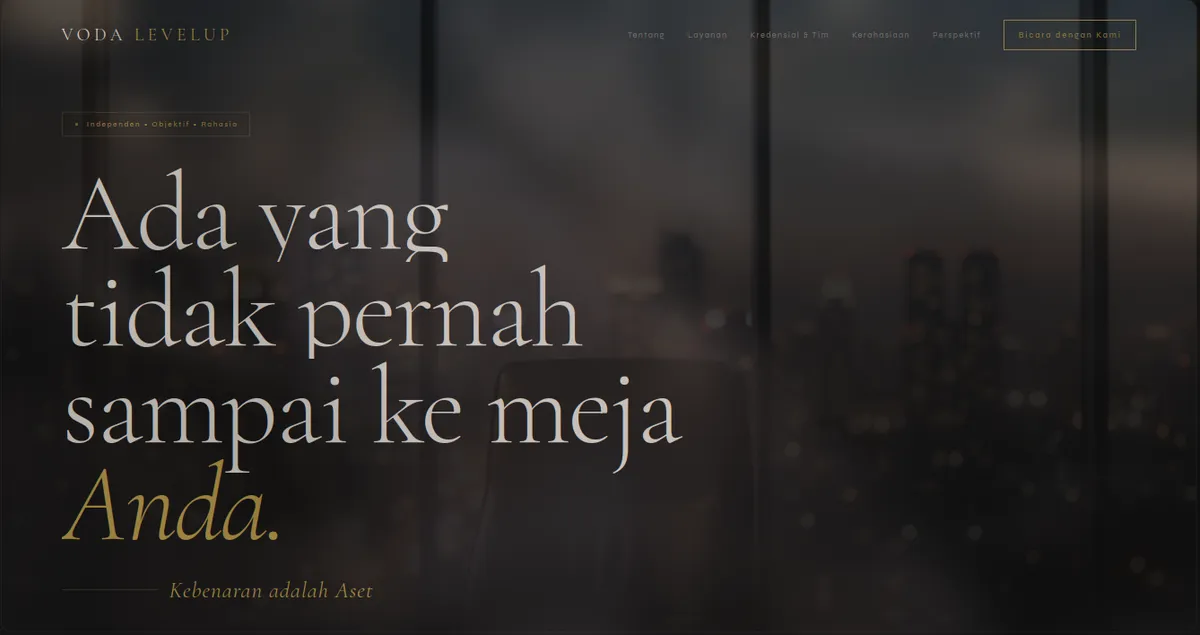 Tampilan utama Voda Level Up